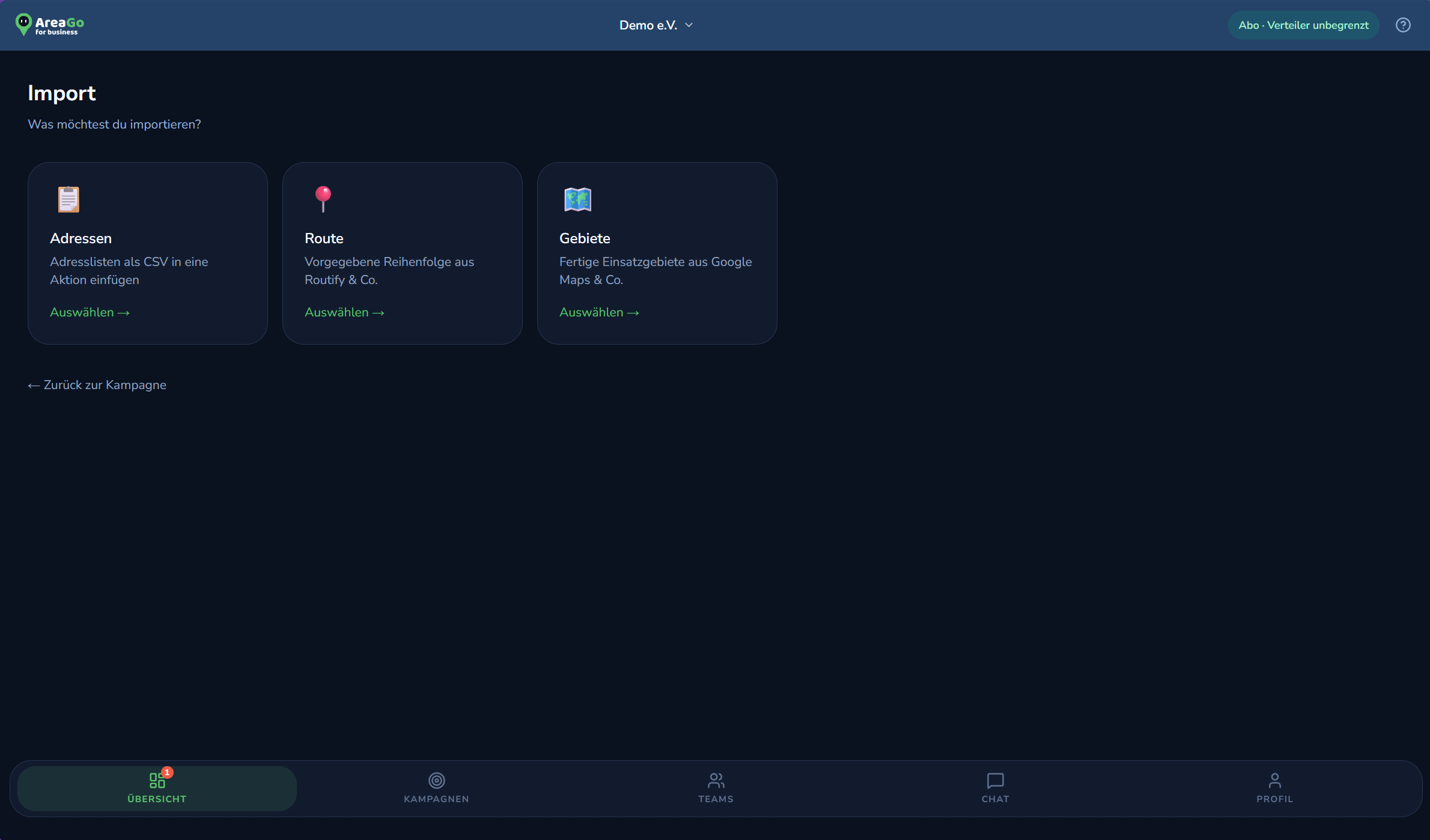 AreaImport CSV-Wizard